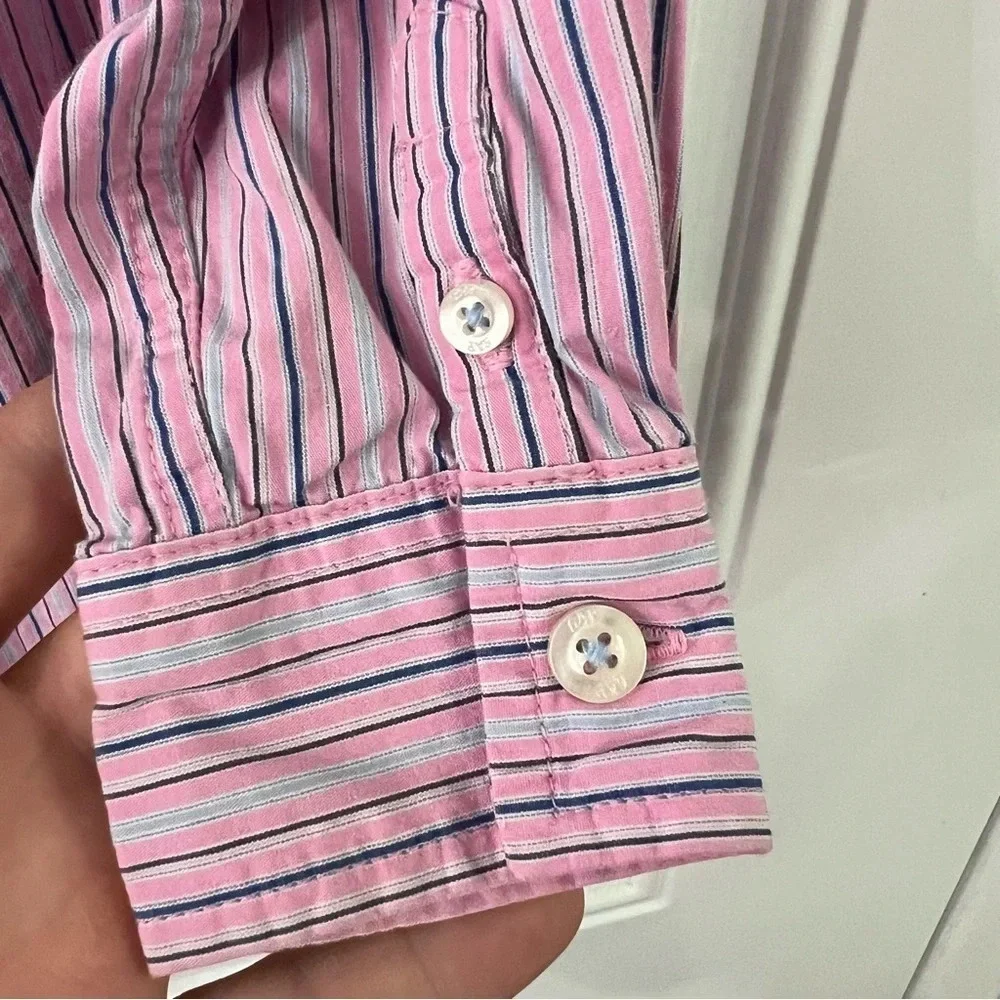 Baby Gap toddler boys 2 years 2T pink blue stripe dress shirt